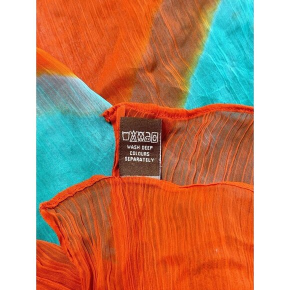 RaJ Red‎ Green Sheer Silk Tie Dye Rectangle Scarf Statement Scarf Lagenlook - Picture 4 of 7